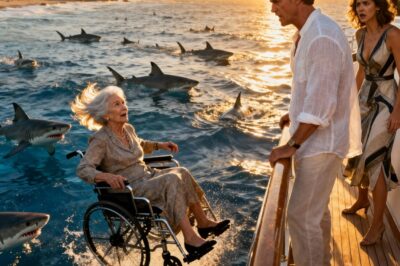 “It’s time to meet the sharks!” — the son and daughter-in-law pushed their elderly mother into the sea to steal her $10 million savings. But when they returned to their mansion, she was already there… waiting for them with a shocking surprise.