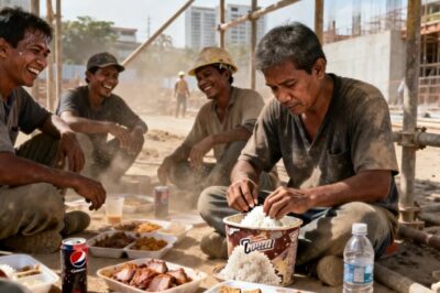 WORKERS AT CONSTRUCTION SITE LAUGH AT A FATHER BECAUSE HIS FOOD WAS DRY AND ONLY EAT RICE EVERY DAY…
