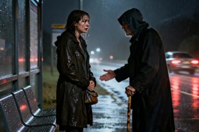 INIWAN AKO NG ASAWA KO SA BUS STOP HABANG BUMUBUHOS ANG ULAN — PERO MAY ISANG BULAG NA MATANDA ANG NAG-ALOK NG TULONG, AT HINDI KO ALAM NA SIYA PALA ANG MAGPAPABAGSAK SA ASAWA KO