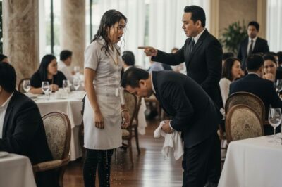 A POOR WOMAN DRAINED WATER IN THE FACE OF A WAITRESS WHO WAS SLOW TO ACT, BUT SHE ALMOST KNEELED IN SHOCK WHEN SHE SAW THE MANAGER BOWING TO THE WAITRESS