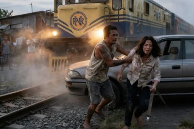 A WOMAN’S CAR CAME TO A CRUSH IN THE MIDDLE OF THE TRACKS WHILE THE TRAIN WAS RUNNING, BUT HER SEATBELT LOCKED SO SHE HOLDED ON TO THE STEERING WHEEL IN FEAR, BUT A SHOUT STARTED THE DESTRUCTION