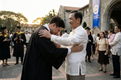 A UNIVERSITY GUARD WHO WAS ALWAYS LAUGHED AT BY A RICH STUDENT BECAUSE OF HIS OLD UNIFORM AND HE DIDN’T KNOW HOW TO SPEAK ENGLISH, BUT THE ENTIRE SCHOOL STOPPED WHEN HE CLIMBED THE ENTREPRENEURSHIP ON GRADUATION DAY