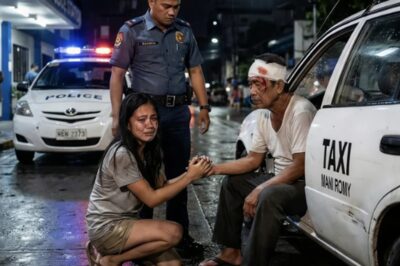 THE TAXI DRIVER HIT THE CAR AND LOCKED THE DOOR WHEN THE GIRL PASSENGER WAS ABOUT TO GET OFF IN A DARK CORNER, THE WOMAN LOST FEAR AND BUT SUDDENLY HEARD A SEQUENCE OF GUN SHOTS.