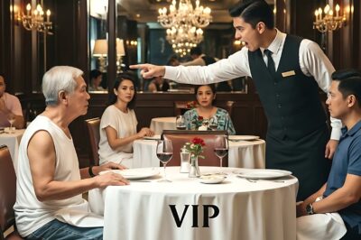 “SORRY! PANG-VIP LANG ANG TABLE NA ‘TO” — PINALAYAS NG WAITER ANG MATANDANG NAKA-SHORTS… PERO NAPALUHOD SIYA NANG TUMAKBO ANG MANAGER AT TINAWAG ITONG “BIG BOSS”!