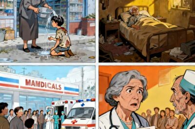 AN ANGRY GRANDMOTHER, EVERY DAY CURSED AND POURED COLD WATER ON A CHILD BEGGING IN FRONT OF HER VARIETY STORE, BUT WHEN THE OLD MAN FELL SICK, NO ONE WANT TO HELP HIM BECAUSE OF HIS BAD BEHAVIOR, EVERYONE WAS SURPRISED WHEN AN AMBULANCE CAME AND PAID ALL THE BILLS