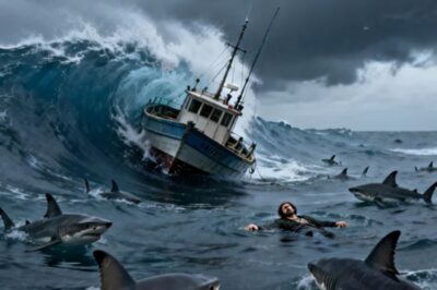A FISHERMAN’S BOAT COVERED IN THE MIDDLE OF THE SEA DUE TO A HUGE WAVE AND HE WAS ADROWNED FOR DAYS AT SEA, WITHOUT FOOD OR WATER, JUST WAITING FOR HIS DEATH WHILE SURROUNDED BY SHARKS