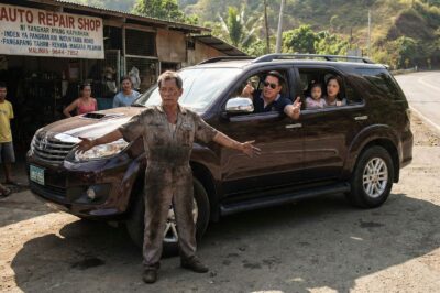 A MECHANIC REFUSED TO FIX A RICH MAN’S CAR SO HE WOULD MAKE HIM GO AWAY, BUT HE BLOCKED THE VEHICLE WITH HIS BODY TO SAVE THE FAMILY FROM CERTAIN DEATH.