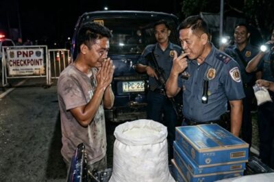 A NOVICE DRIVER DELIVING HIS FIRST-TIME SALES PANICKED WHEN HE WAS STOPPED AT A TIGHT CHECKPOINT AND SURROUNDED BY ARMED POLICE BECAUSE THEY SAW A SUSPECTED BAG OF WHITE POWDER IN THE BACK OF HIS VEHICLE