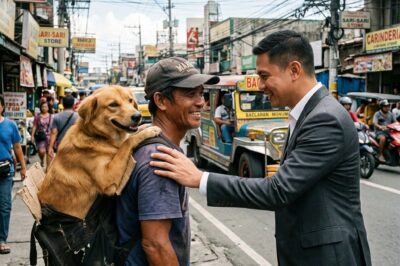 UNDER THE HOT SUN IN MANILA… MANG NESTOR CONTINUES HIS WALK, CARRYING HIS DOG BANTAY.