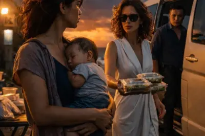 Sa holiday, nagtitinda ako ng pagkain sa gilid ng kalsada habang inaalagaan ang anak ko…  Huminto ang isang mamahaling sasakyan—sa loob nito ay ang asawa ko, biyenan ko, at ang kabit niya